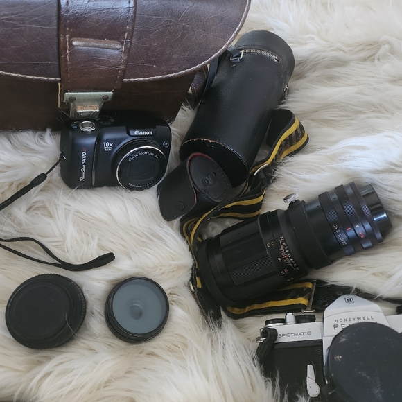 Auto MC 300mm f5.6 lens Pentax, with Pentax Honeywell camera numerous lens, bag - Picture 3 of 11